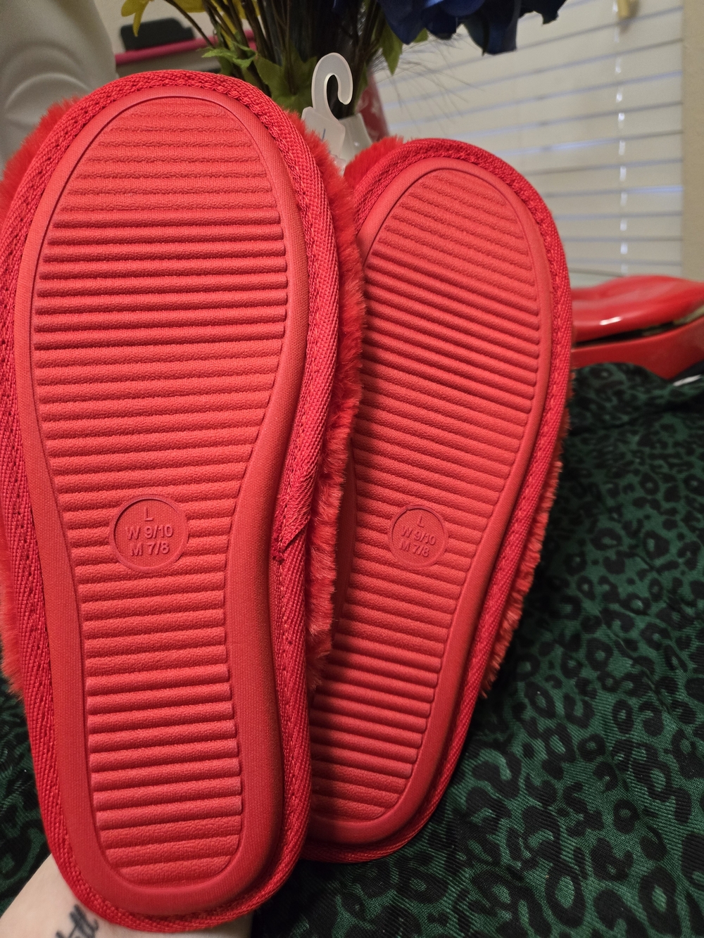Red Fuzzy Target Logo Slippers - Picture 2 of 4